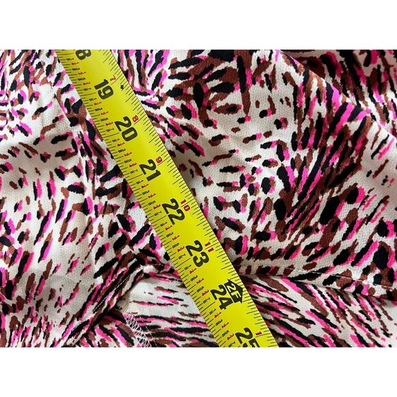 EXPRESS ABSTRACT ANIMAL LEOPARD PRINT‎ PUFF SLEEVE RUCHED HI-LO MIDI DRESS XXS - Picture 9 of 11